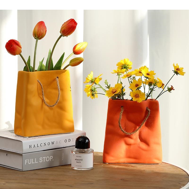 Home Office Form - Ceramic Tote Bag Vase Morandi Color