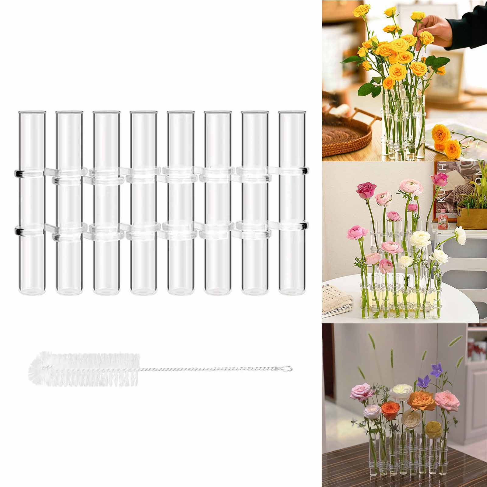 Home Office Form - 8pcs Hinged Flower Vase Clear Glass