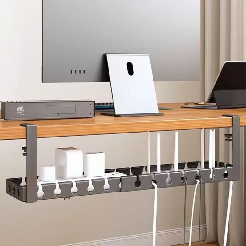 Home Office Work Table - Under Table Cable Organizer No Punching
