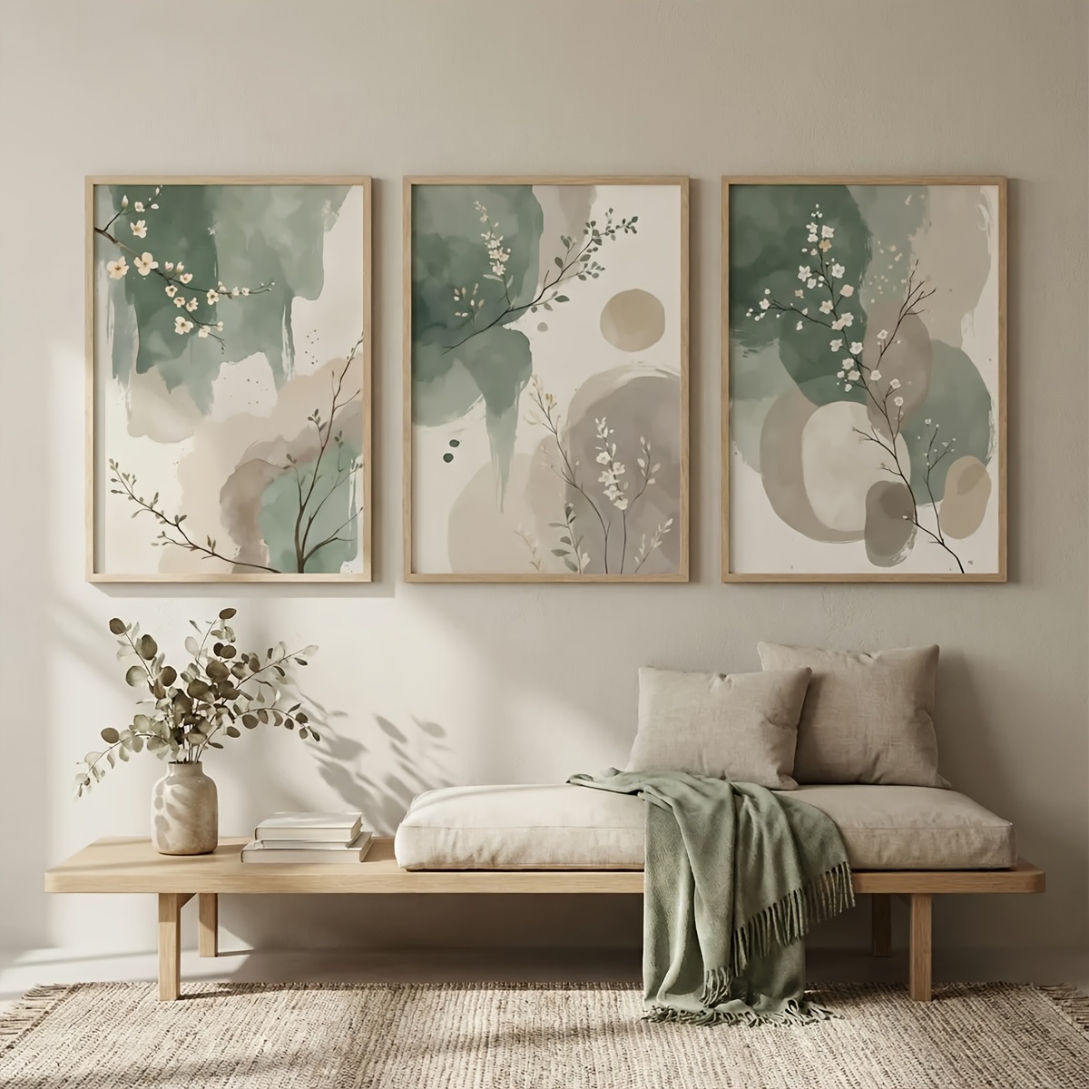 3pcs Japanese-Style Plant Canv - Home Office Image 评论和价格