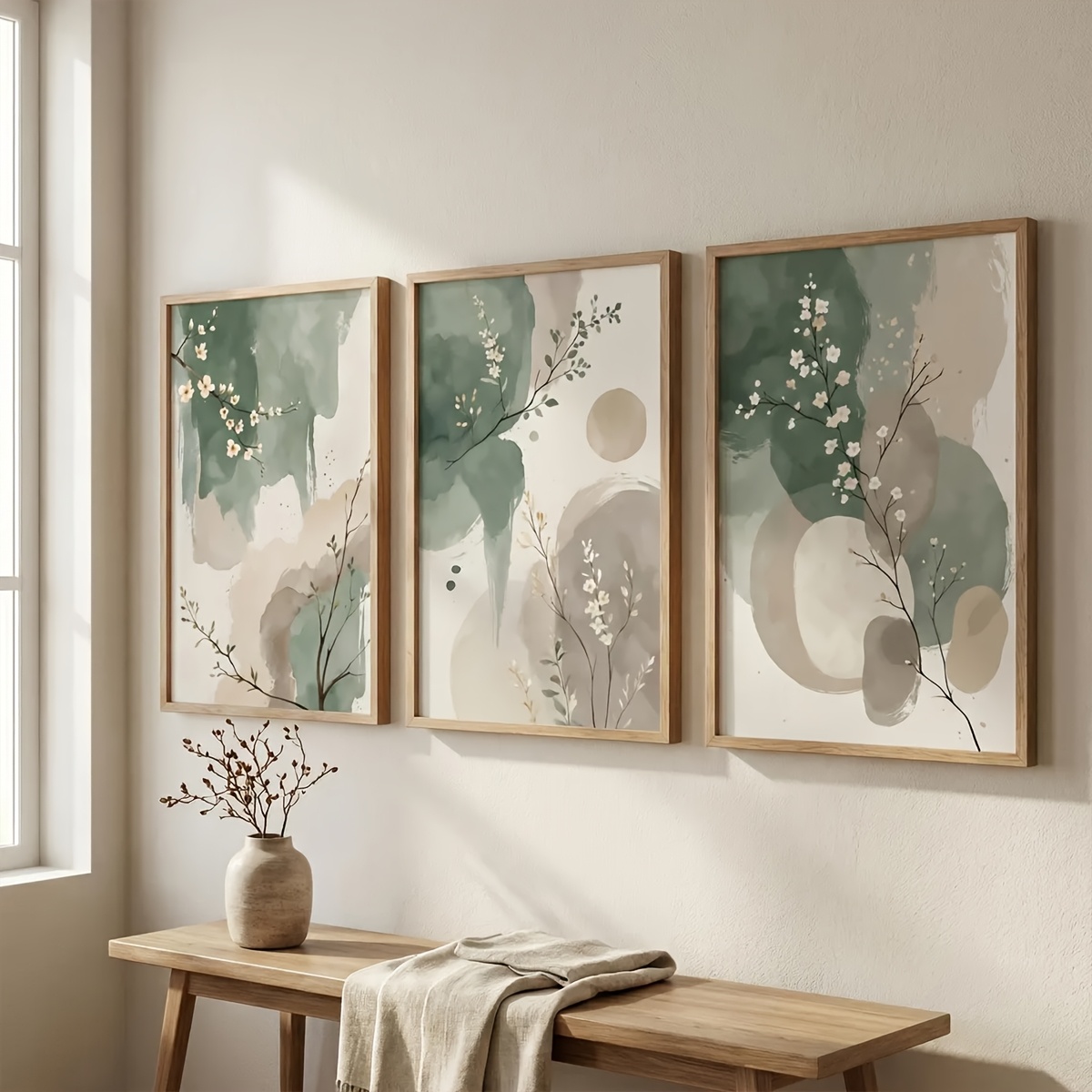 3pcs Japanese-Style Plant Canv - Home Office Image 评论和价格