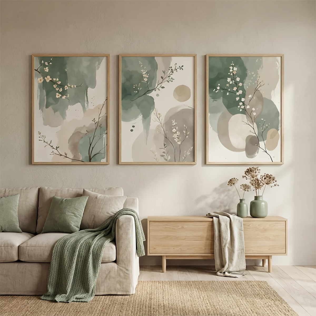 3pcs Japanese-Style Plant Canv - Home Office Image 评论和价格