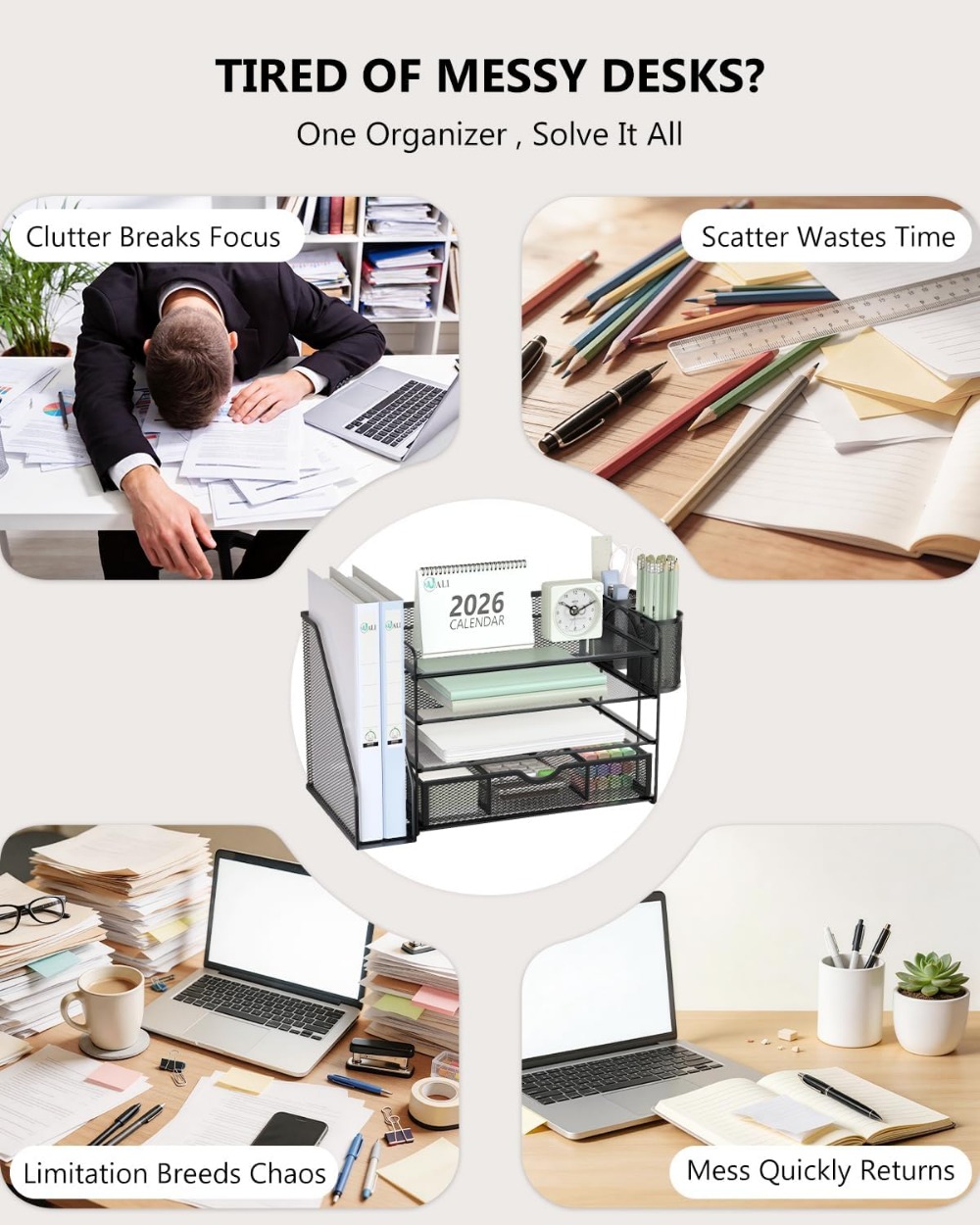 4-Tier Desktop File Organizer  - Home Office Image 评论和价格