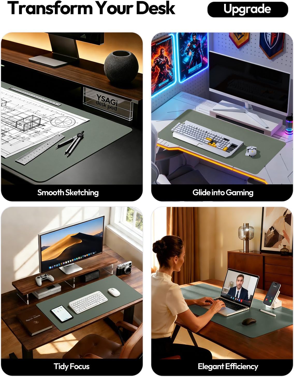 Leather Desk Pad Protector, La - Home Office Image 评论和价格