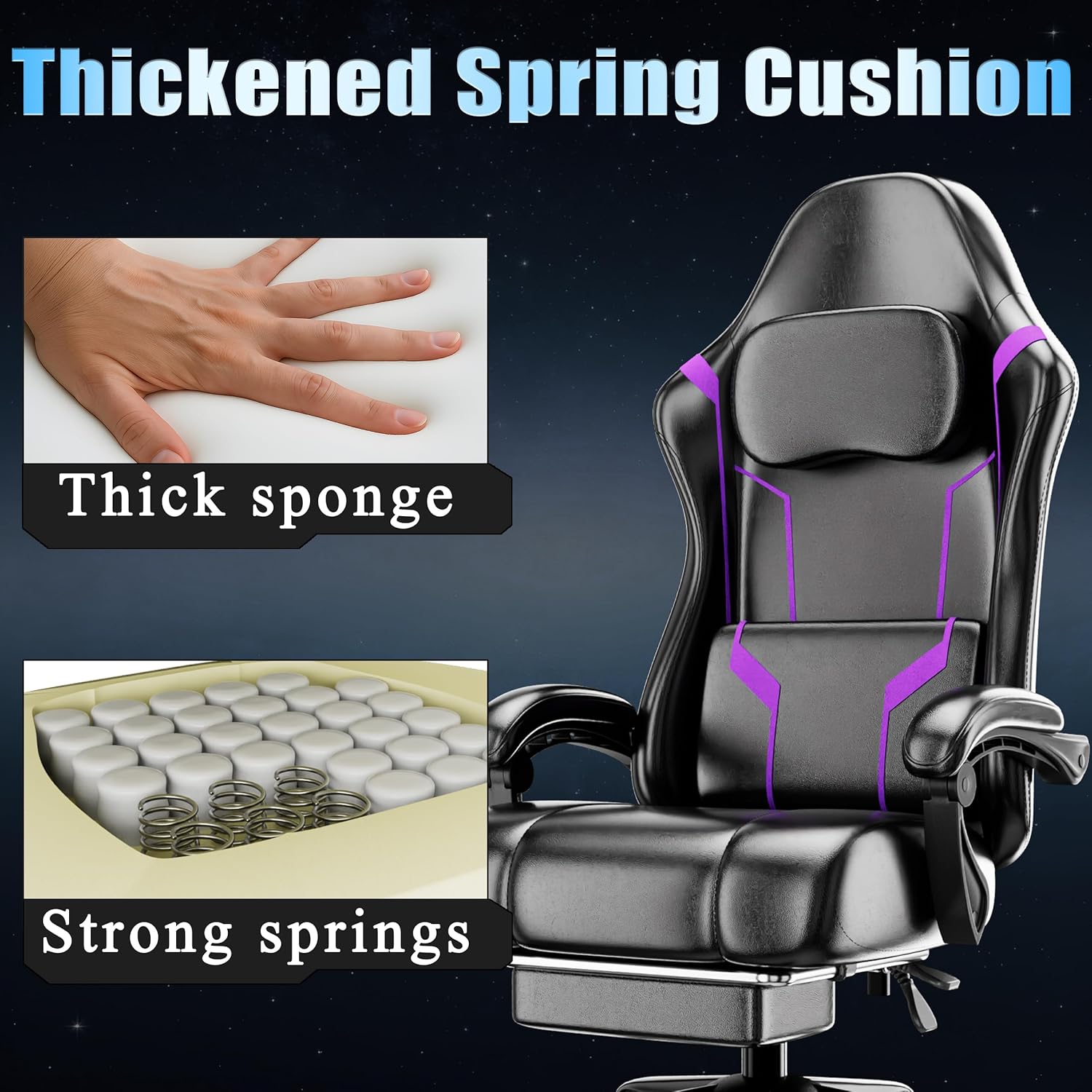 Ergonomic Gaming Chair with Po - Home Office Image 评论和价格