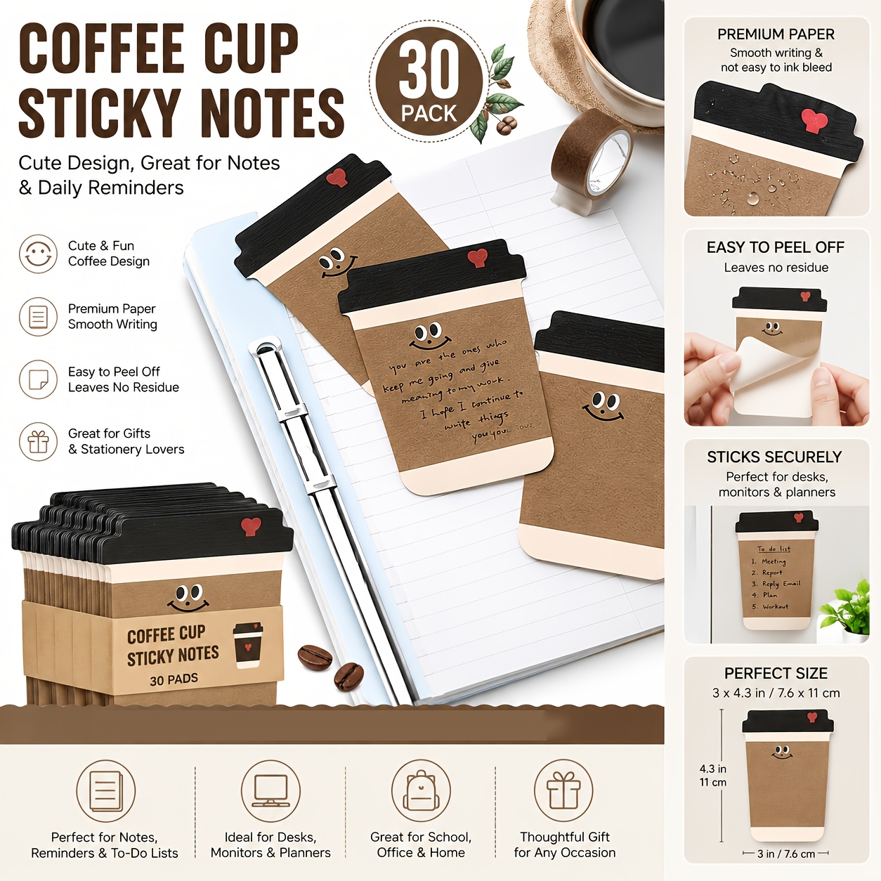 Funny Coffee Pattern Sticky No - Sticky Note Dispenser 评论和价格