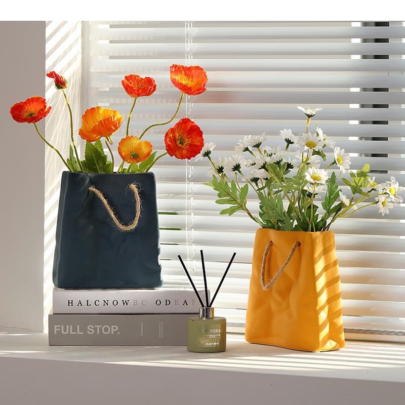 Ceramic Tote Bag Vase Morandi  - Home Office Form 评论和价格