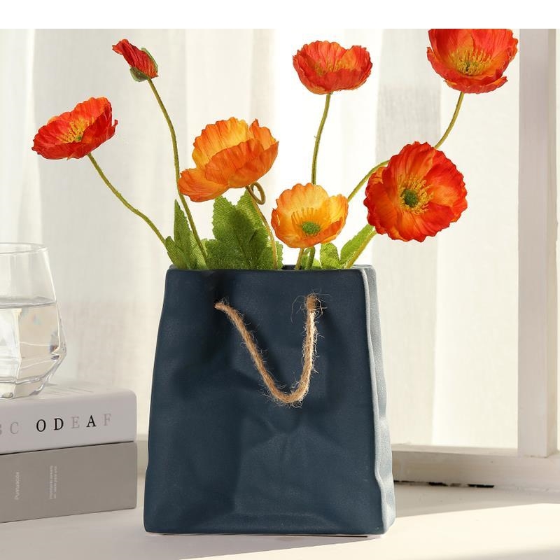 Ceramic Tote Bag Vase Morandi  - Home Office Form 评论和价格