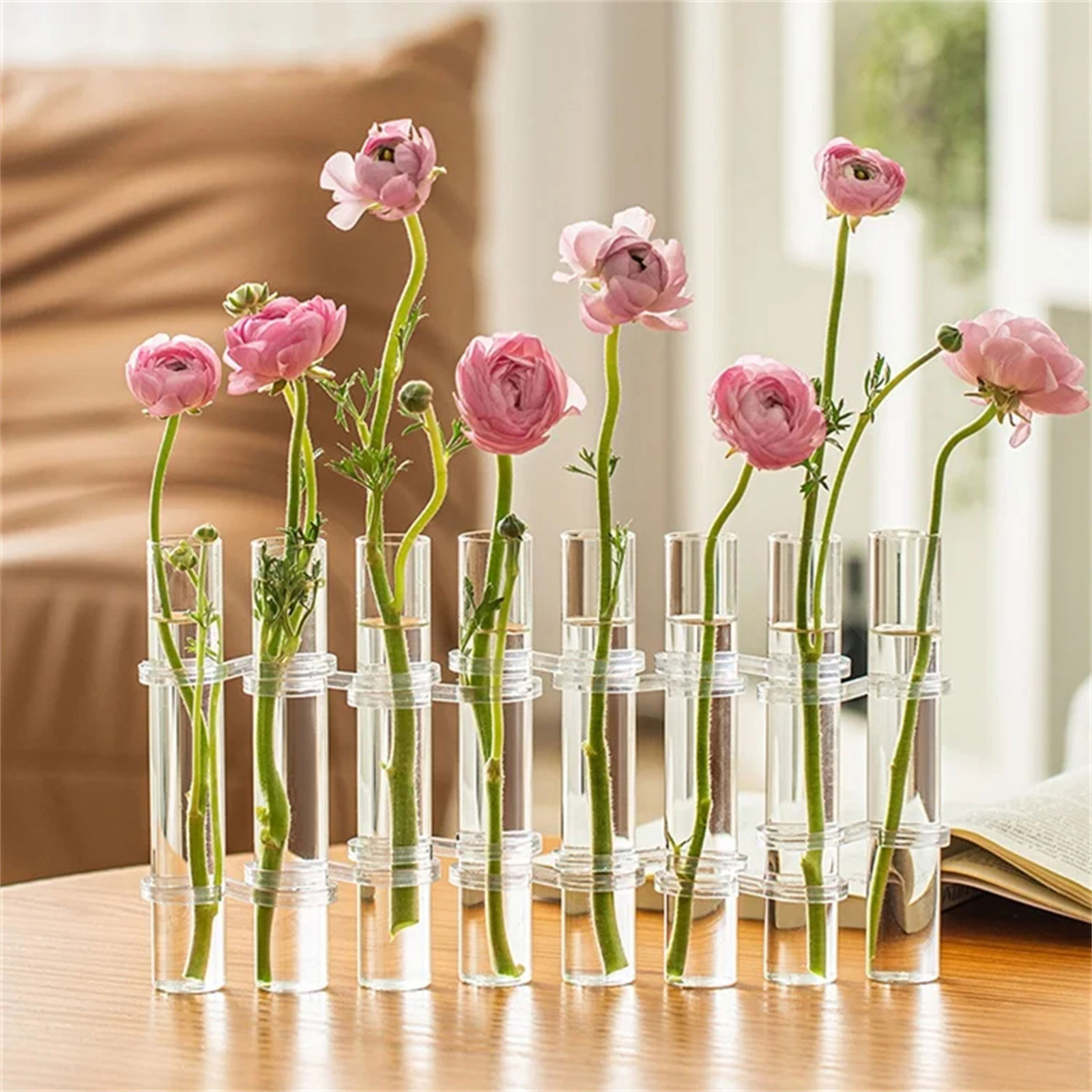 8pcs Hinged Flower Vase Clear  - Home Office Form 评论和价格