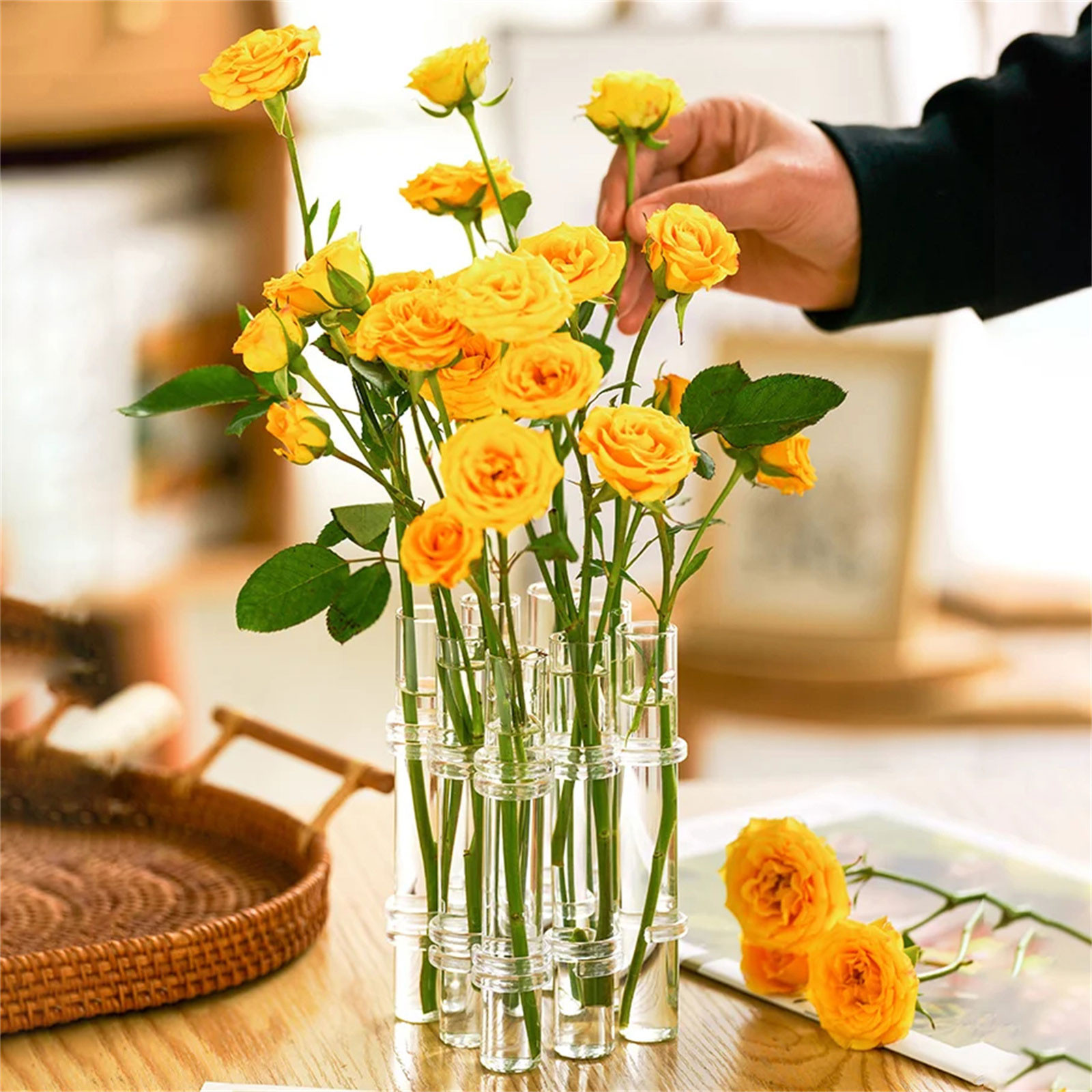8pcs Hinged Flower Vase Clear  - Home Office Form 评论和价格