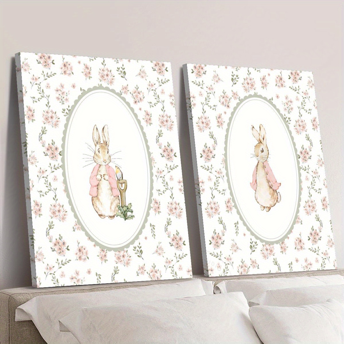 2pcs Retro Easter Rabbit Canva - Home Office Image 评论和价格