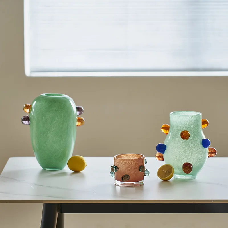 Colorful Round Bead Glass Vase - Home Office Form 评论和价格