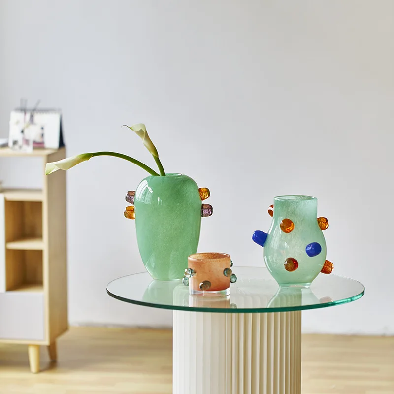 Colorful Round Bead Glass Vase - Home Office Form 评论和价格
