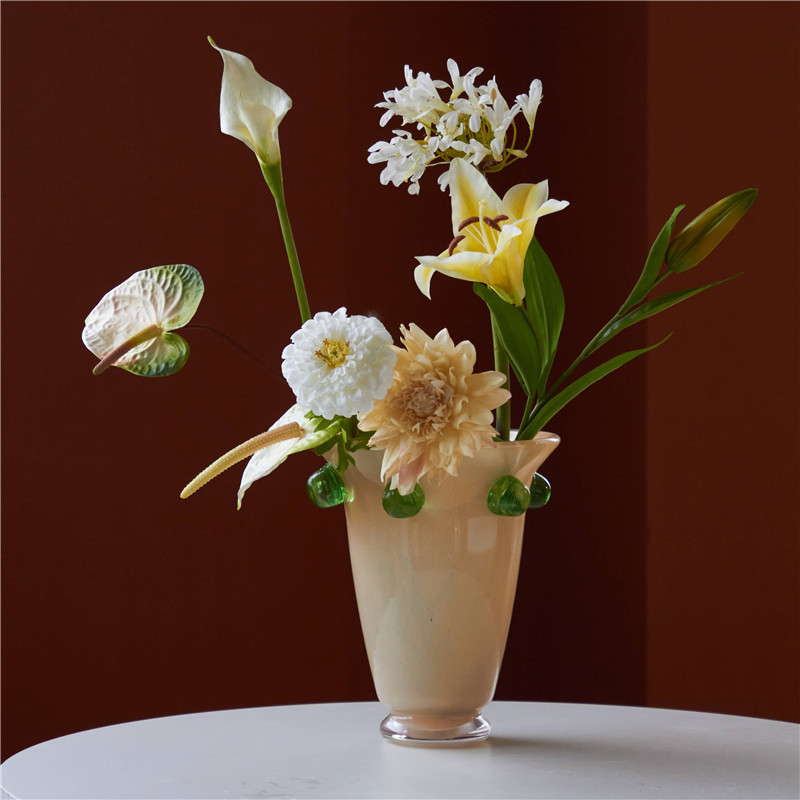 Colorful Round Bead Glass Vase - Home Office Form 评论和价格